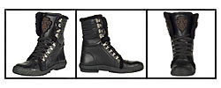 Gucci Men's Black Pebbled Leather Wool Trim Lace-up Boots