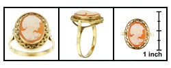 14k Yellow Gold Lady Cameo Estate Ring