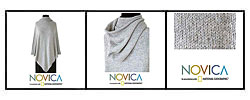 Alpaca Wool 'Steel Riding Hood' Poncho (Peru)