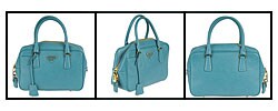 Prada Saffiano Turquoise Small Leather Tote