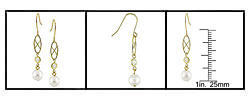 10k Yellow Gold Freshwater Pearl and CZ Earrings (6 mm)