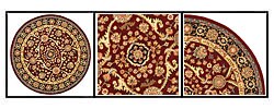 Handmade Persian Court Red/ Black Wool and Silk Rug (4' Round)