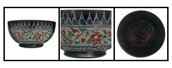 Lacquer Bowl with Hand-etched Floral Design