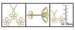 14k Yellow Gold CZ Earrings and Necklace Set