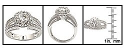 18k White Gold 2ct TDW Diamond Hearts on Fire Ring