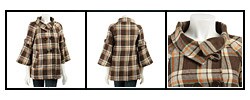 Last Kiss Women's Convertible Collar Plaid Car Coat