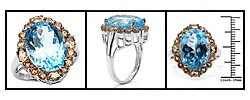 Sterling Silver Blue Topaz and Sapphire Ring