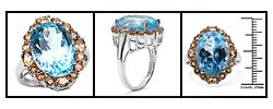 Sterling Silver Blue Topaz and Citrine Ring