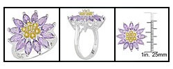Sterling Silver Amethyst and Citrine Flower Ring