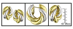 18k Two-tone Gold Twisted Hoop Earrings