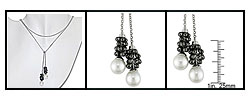 14k Black Diamond and South Sea Pearl Earrings