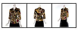 Unique Spectrum Women's Double Tie Satin Blouse