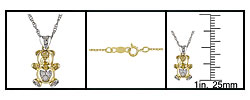 10k Two-tone Diamond Heart Bear Necklace