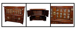 Four-door Carved Asian Character Chest (China)