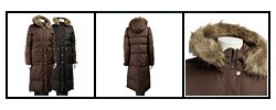 DKNY Women's Full-length Coat with Faux Fur Hood
