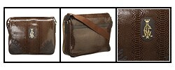 Christian Audigier Brown Leather Messenger Bag