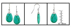 Sterling Silver Turquoise Teardrop Hook Earrings