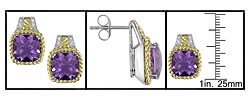 14k Gold and Silver Diamond Amethyst Earrings