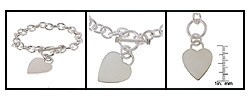 Sterling Silver Heart Toggle Bracelet