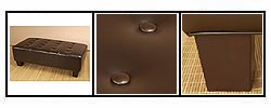 Button-tufted Dark Brown Leather Bench