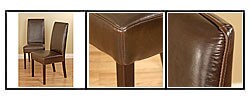 Leather Dining Chairs Dark Brown(Set of 2)
