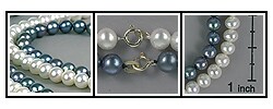 14k Black and White Cultured Freshwater Pearl Strands Set (5.5-6mm/18 in)