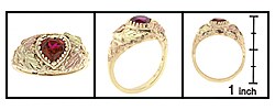 Black Hills Gold and Ruby Heart Ring