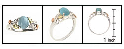 Black Hills Gold Silver Turquoise Diamond Ring
