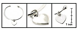 Sterling Silver Cuff Bracelet with Heart Charm