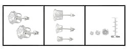 Sterling Silver CZ Solitaire Earring Set (3 pair - 5- 7- 9 mm)