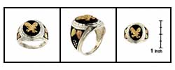 Black Hills Gold Silver Onyx Eagle Ring