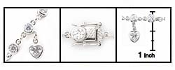 Sterling Silver CZ Heart Charm Bracelet