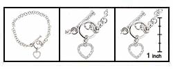 Sterling Silver CZ Open Heart Charm Bracelet