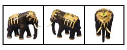 Gold Wooden Elephant Sculpture