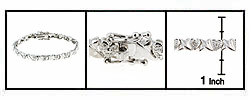 Sterling Silver Heart and X Diamond Accent Bracelet