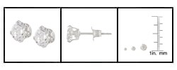 Sterling Silver CZ Solitaire Earring Set (3-pair - 2, 3, 4 mm)