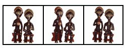 African Village Couple 16-inch Wood Sculpture (Ghana)