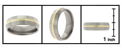 Men's Titanium & 14k Gold Beveled Band
