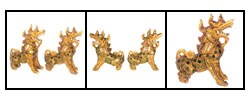 Gold and Glass Foo Dog Dragons (Set of 2)