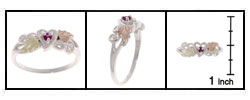 14k Black Hills Gold and Silver Ruby Ring