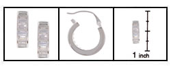 Sterling Silver CZ Baguette Hoop Earrings