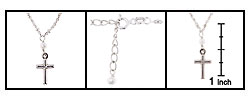 Sterling Silver Cross with Silver & Pearl Chain Necklace