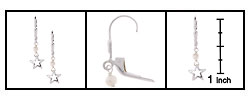 Sterling Silver & Pearl Star Charm Earrings