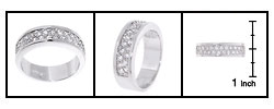 Sterling Silver Two Row CZ Band Ring