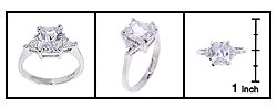 Sterling Silver Radiant-cut CZ Ring