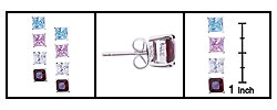 Sterling Silver Princess CZ Stud Earring Set (4 Pair)