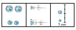 Sterling Silver Blue CZ Earring Set (Two Pair)