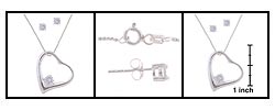 Sterling Silver CZ Earring and Heart Pendant Set