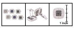 Sterling Silver CZ Square Cuff Links