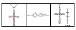 14k White Gold Diamond Ruby Cross Pendant (Case of 3)
